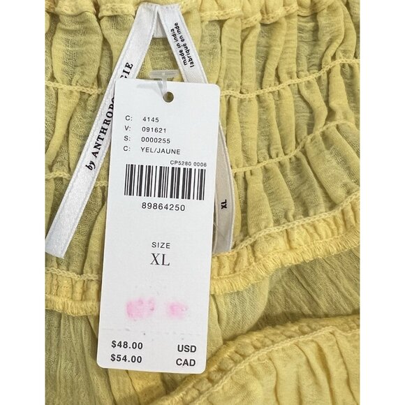 Anthropologie smocked gauze shorts XL yellow Pull On Cotton Elastic Waist NWT - Picture 8 of 14